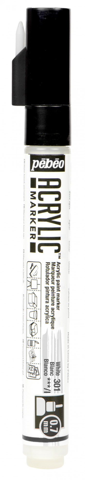 ACRYLIC MARKER EXTRA FINE 0,7 MM TIP WHITE