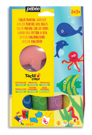 Набор пальчиковых красок Tactilcolor Морские животные 4 цв х 20 мл туба + акскссуары
